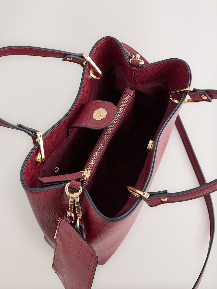 Red Structured Tote Bag with Detachable Purse - Image 5 of 5