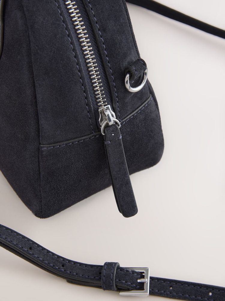 Navy Leather Mini Bowler Bag - Image 3 of 5