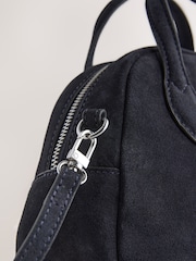 Navy Leather Mini Bowler Bag - Image 4 of 5