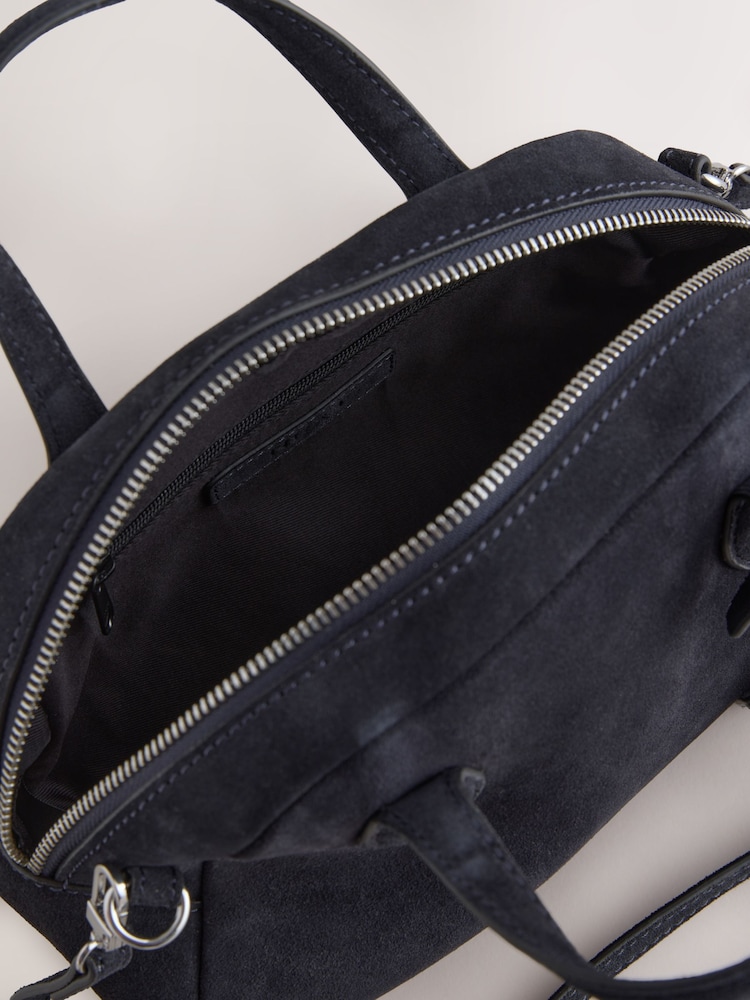 Navy Leather Mini Bowler Bag - Image 5 of 5