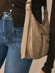 Taupe Scooped Cross-Body Bag - Image 4 of 9