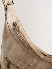 Taupe Scooped Cross-Body Bag - Image 8 of 9