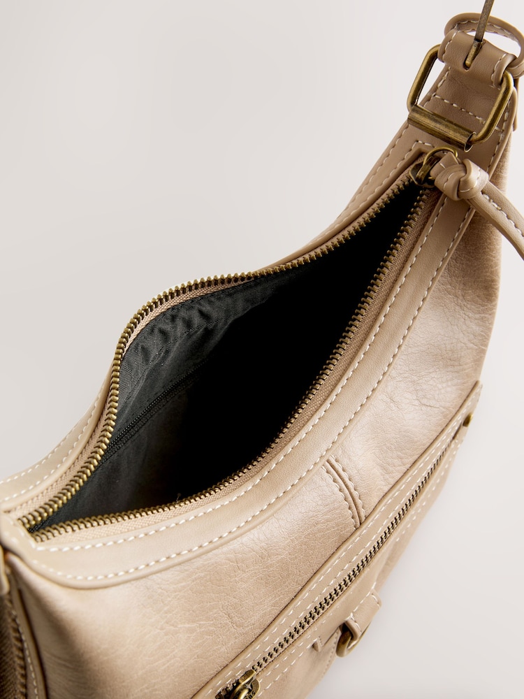 Taupe Scooped Cross-Body Bag - Image 9 of 9