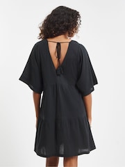 Simply Be Black Beach To Beach Rik Rak Mini Beach 100% Cotton Dress - Image 2 of 4