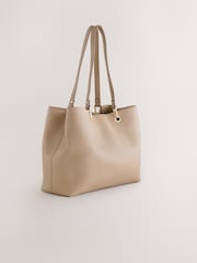 Taupe Structured Shoulder Bag with Detachable Purse - Image 2 of 6