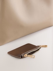Taupe Structured Shoulder Bag with Detachable Purse - Image 4 of 6