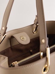 Taupe Structured Shoulder Bag with Detachable Purse - Image 5 of 6