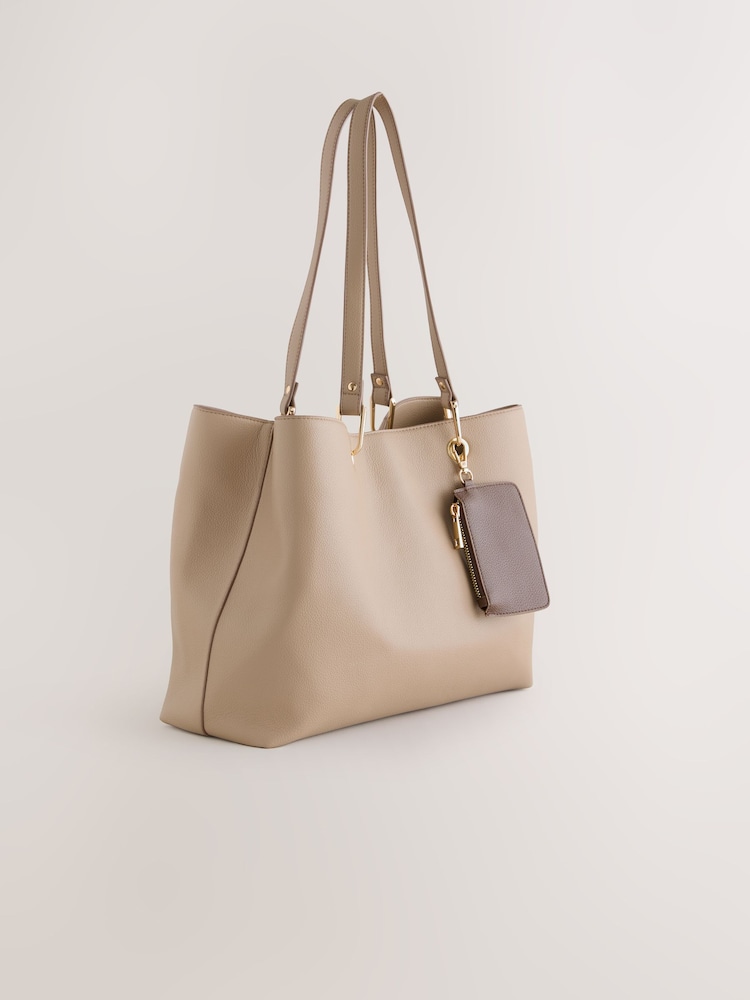Buy Taupe Structured Shoulder Bag with Detachable Purse from Next