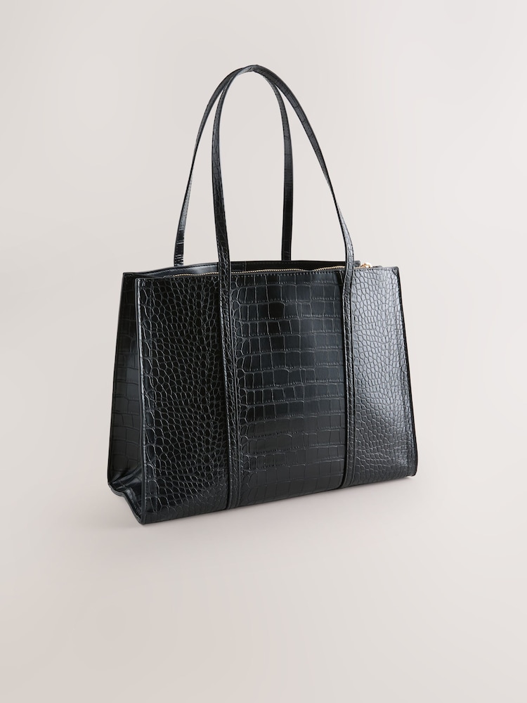 Efeito Crocs preto - Bolsa Tote Estruturada - Imagem 2 de 5