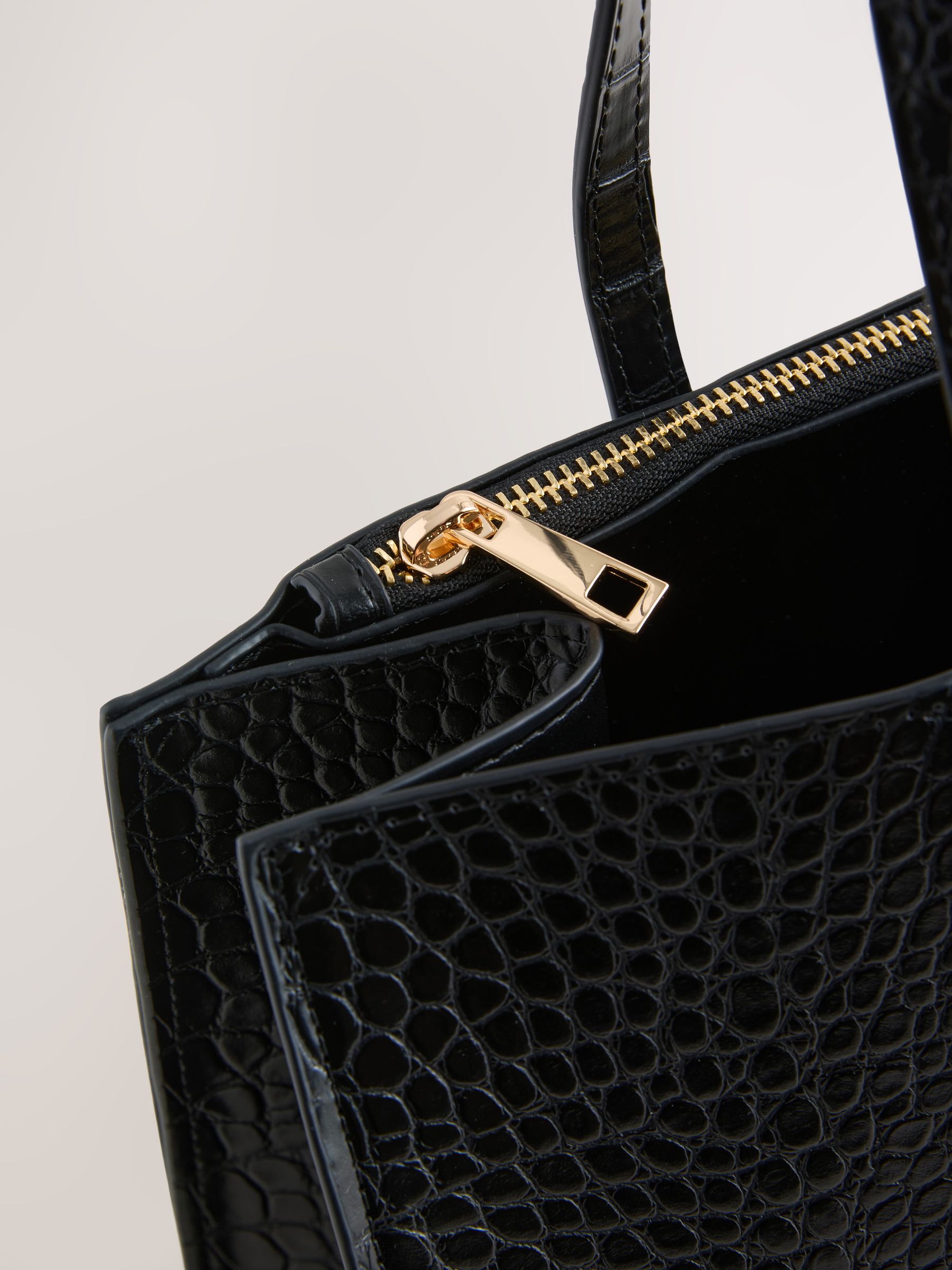 Buy Black Croc Effect Structured Tote Bag from Next USA