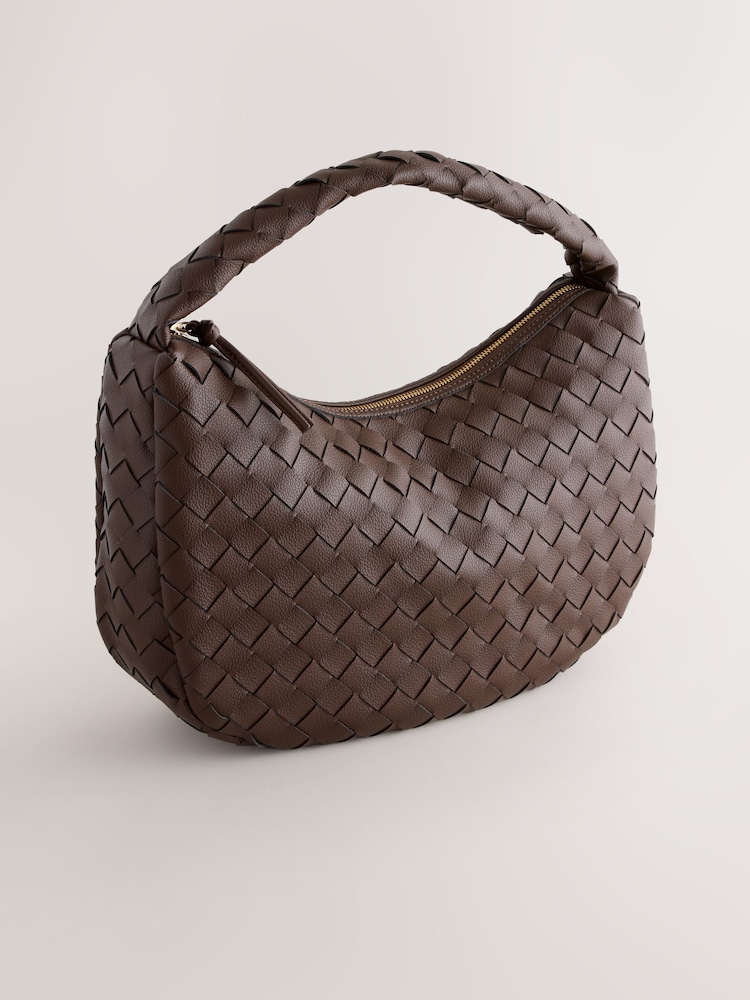 Chocolate Brown Weave Shoulder Bag - Image 1 of 4