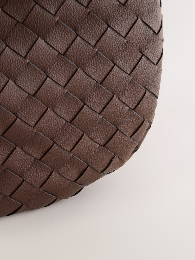 Chocolate Brown Weave Shoulder Bag - Image 4 of 4