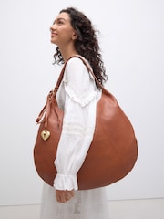 Tan Brown Leather Slouched Shoulder Bag - Image 1 of 8
