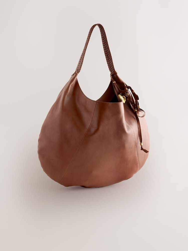 Tan Brown Leather Slouched Shoulder Bag - Image 2 of 8