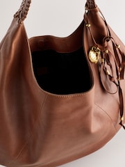 Tan Brown Leather Slouched Shoulder Bag - Image 4 of 8