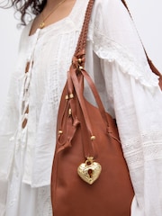 Tan Brown Leather Slouched Shoulder Bag - Image 8 of 8