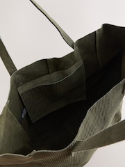 Suede Khaki Green Shopper Bag - Image 9 of 9