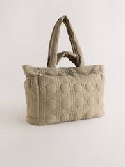 Khaki Green Nylon Quilted Shoulder Bag - Image 1 of 7