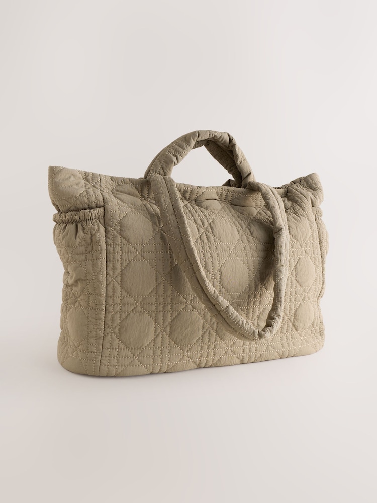 Khaki Green Nylon Quilted Shoulder Bag - Image 2 of 7