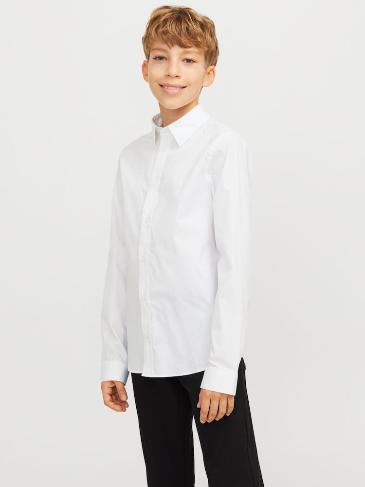 JACK & JONES Junior Stretch Long Sleeve White Shirt - Image 1 of 7