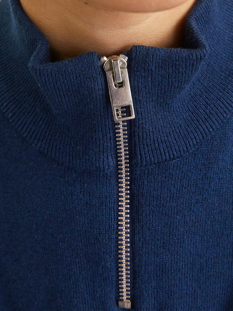 JACK & JONES Junior Blue 1/4 Zip knitted Jumper - Image 4 of 7