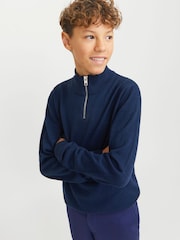 JACK & JONES Junior Blue 1/4 Zip knitted Jumper - Image 6 of 7