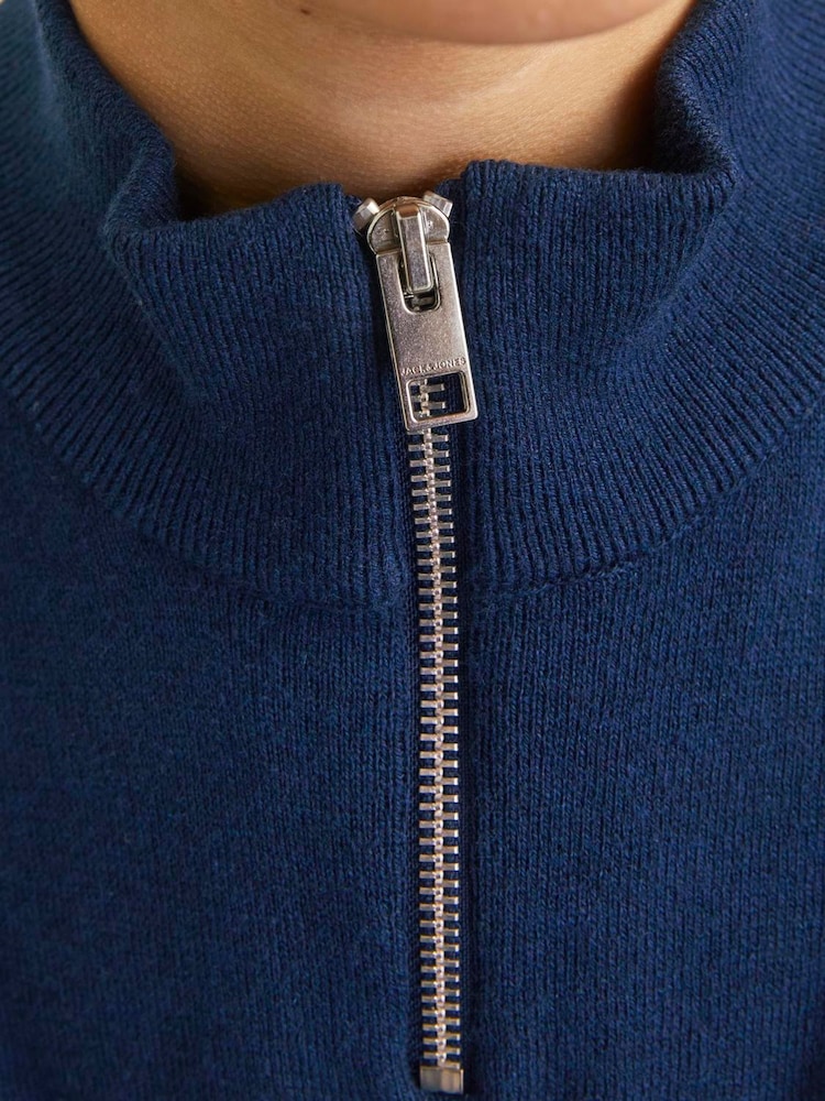 JACK & JONES Junior Quarter Zip Knitted Black Jumper - Image 9 of 9