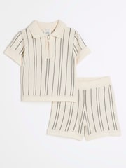 River Island Grey Baby Boys Knitted Polo Shirt Set - Image 1 of 5