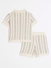 River Island Grey Baby Boys Knitted Polo Shirt Set - Image 2 of 5