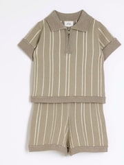 River Island Green Baby Boys Knitted Polo Shirt Set - Image 1 of 5