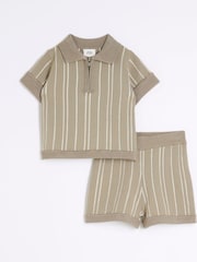 River Island Green Baby Boys Knitted Polo Shirt Set - Image 2 of 5