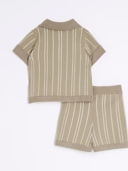River Island Green Baby Boys Knitted Polo Shirt Set - Image 3 of 5