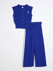 River Island Girls Blue Sporty Waistcoat Set - صورة 1 من 5