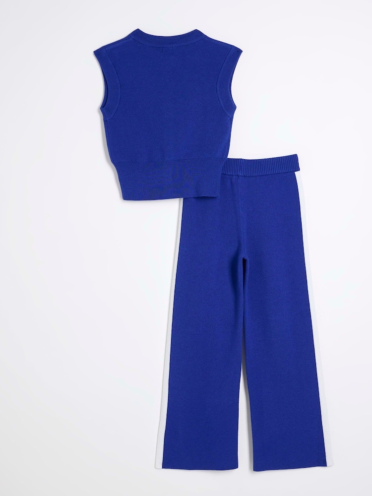 River Island Girls Blue Sporty Waistcoat Set - صورة 2 من 5