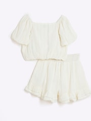 River Island Cream Girls Lace Short Set - Image 2 of 6