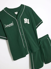 River Island Green Boys Baseball Shirt Shorts Set - Image 4 of 5