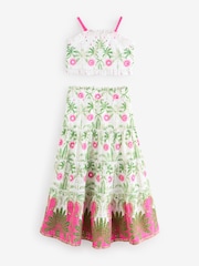 River Island Cream Girls Tropical Palm Skirt Set - Image 4 of 6