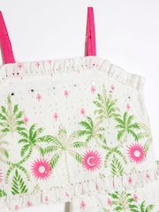 River Island Cream Girls Tropical Palm Skirt Set - Image 5 of 6