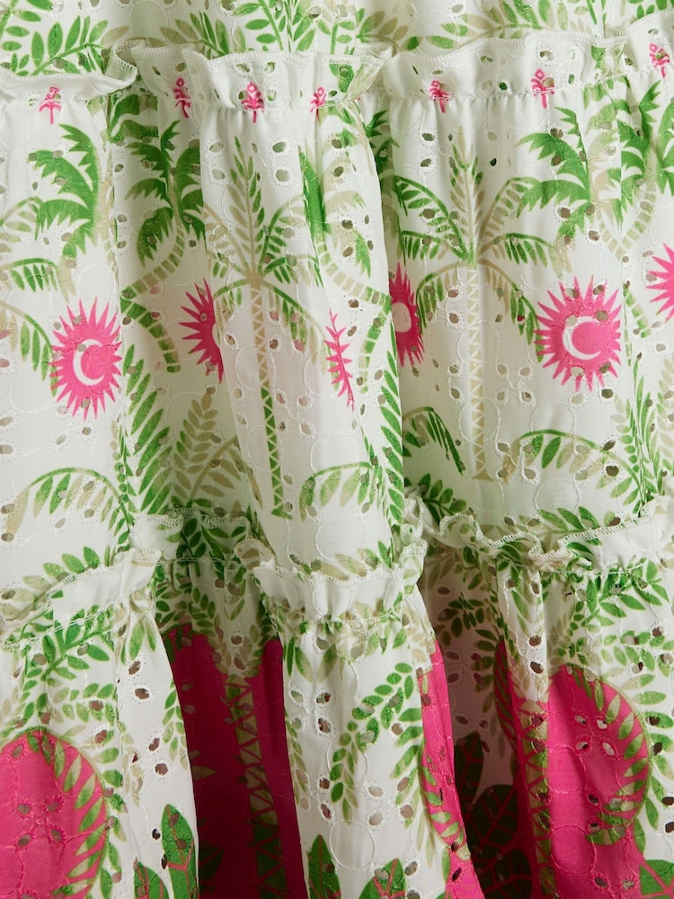 River Island Cream Girls Tropical Palm Skirt Set - Image 6 of 6