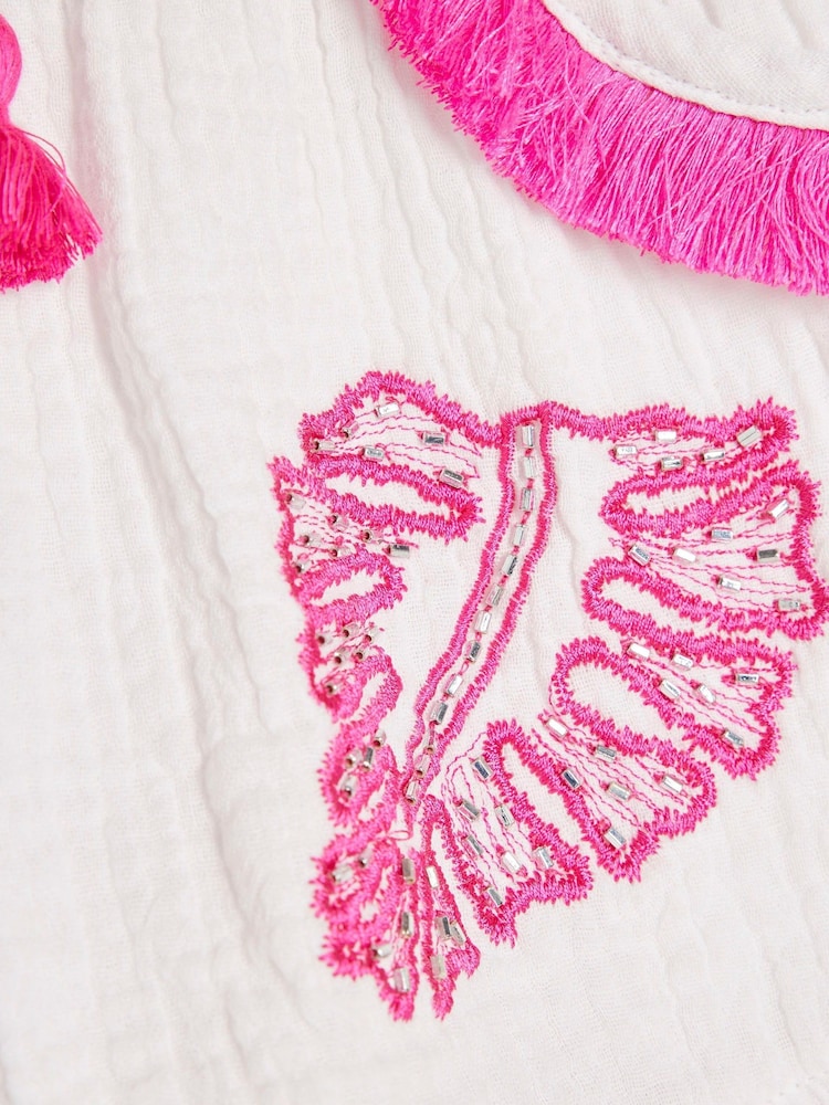 River Island White Girls Embroidered Shorts Set - Image 4 of 4