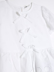 River Island White Girls 100% Cotton Broderie Blouse Trousers Set - Image 5 of 5