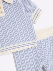 River Island Baby Boys Blue Knitted 100% Cotton Polo Set - Изображение 5 из 5