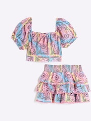 Розовый - River Island Girls Bandana Rara Skirt Set - Изображение 1 из 5