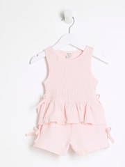 River Island Pink Girls Shirred Bow Tank Set - Image 3 of 5