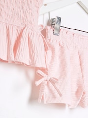 River Island Pink Girls Shirred Bow Tank Set - Image 4 of 5