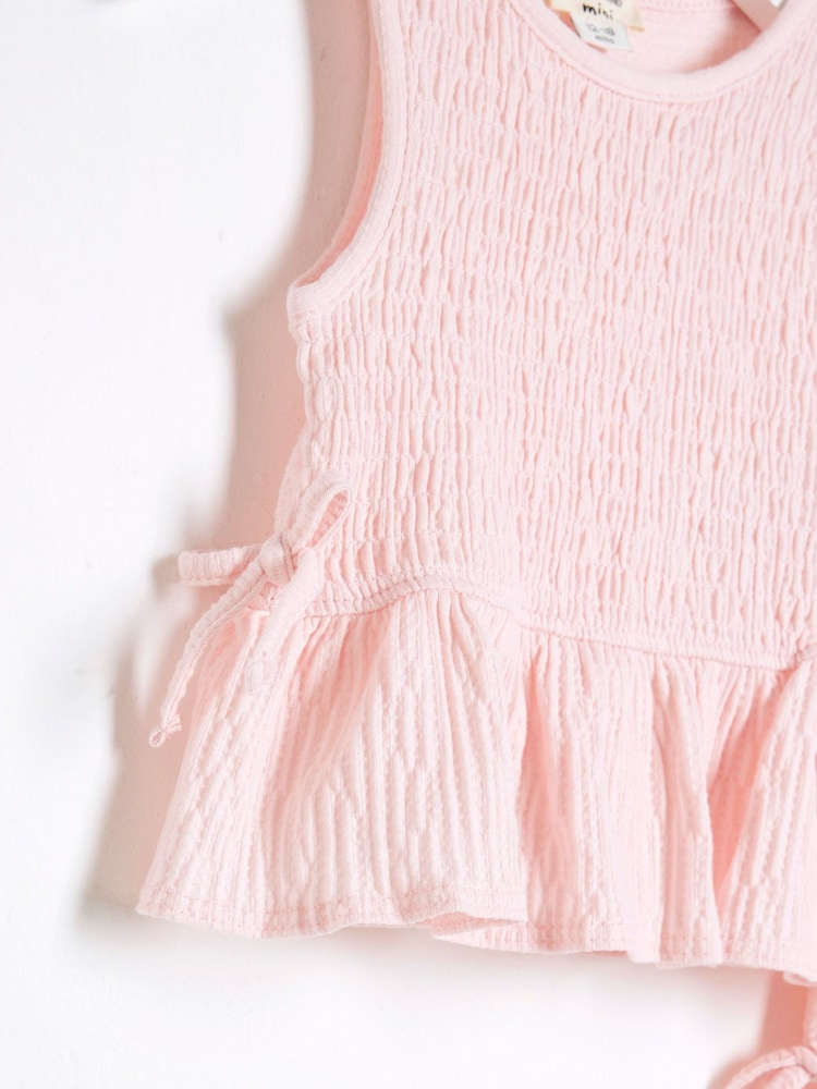River Island Pink Girls Shirred Bow Tank Set - Image 5 of 5