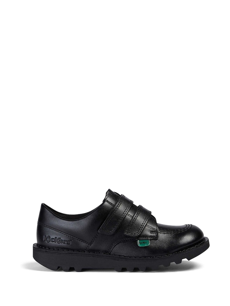 Kickers Black Lo Twin Strap Leather Trainers - Image 1 of 6
