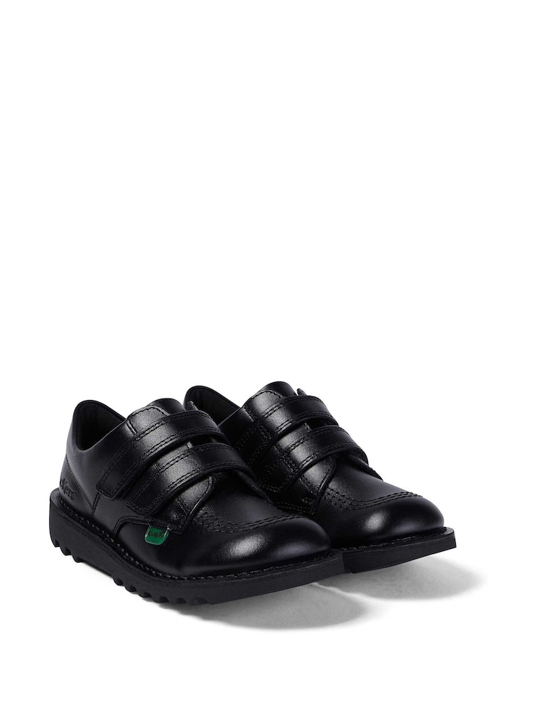 Kickers Black Lo Twin Strap Leather Trainers - Image 2 of 6