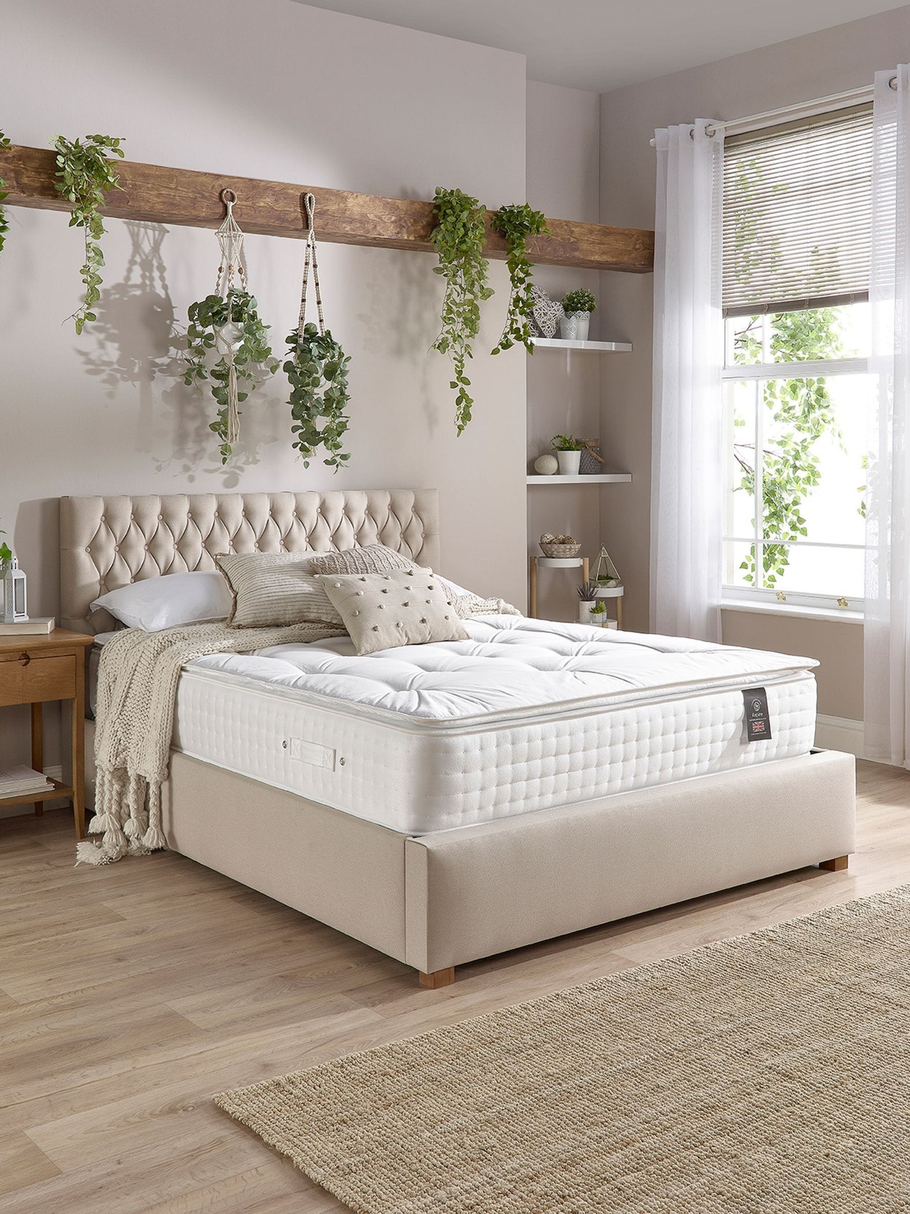 Aspire Furniture Unisex White 3000 Pocket Wool Cashmere Silk Pillowtop Mattress - Image 1