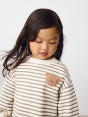 Striped Teddy Bear Relaxed Sweat Dress (3mths-7yrs) - Image 4 of 9